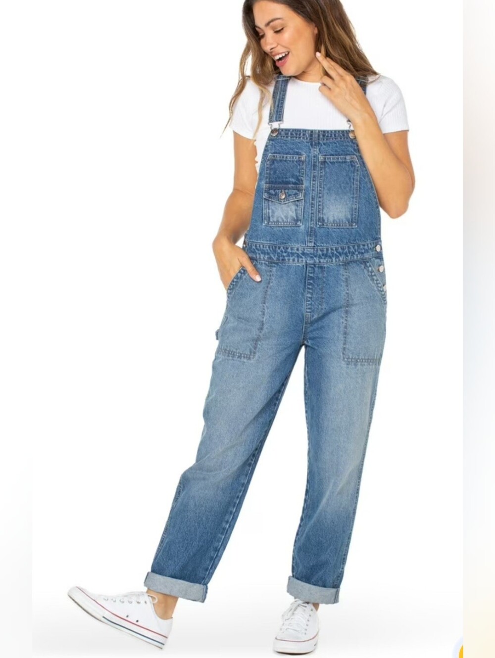 Celebrity Pink Women's Boyfriend Denim Overalls Blue Medium Wash Size XXL NWT